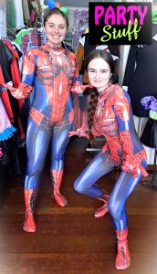 Adult Female Costumes to Hire - SPIDERGIRL MONIQUE Skeleton Lycra Bodysuit - XSMALL